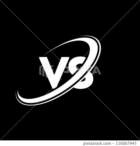 VS V S letter logo design. Initial letter VS linked circle uppercase monogram logo red and blue. VS logo, V S design. vs, v s 110887945
