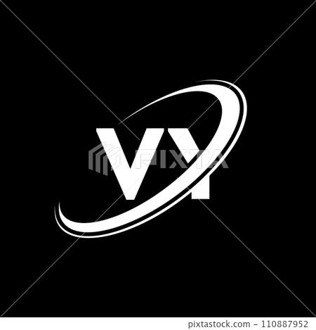 VY V Y letter logo design. Initial letter VY linked circle uppercase monogram logo red and blue. VY logo, V Y design. vy, v y 110887952