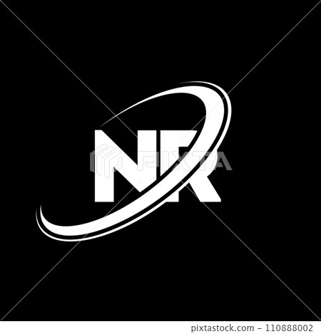NR N R letter logo design. Initial letter NR linked circle uppercase monogram logo red and blue. NR logo, N R design. nr, n r 110888002