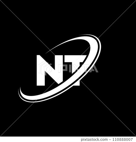 NT N T letter logo design. Initial letter NT linked circle uppercase monogram logo red and blue. NT logo, N T design. nt, n t 110888007