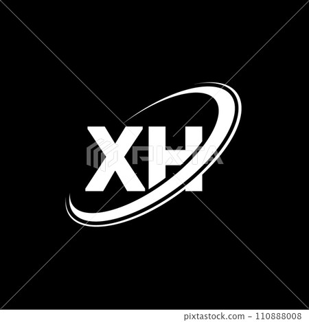 XH X H letter logo design. Initial letter XH linked circle uppercase monogram logo red and blue. XH logo, X H design. xh, x h 110888008