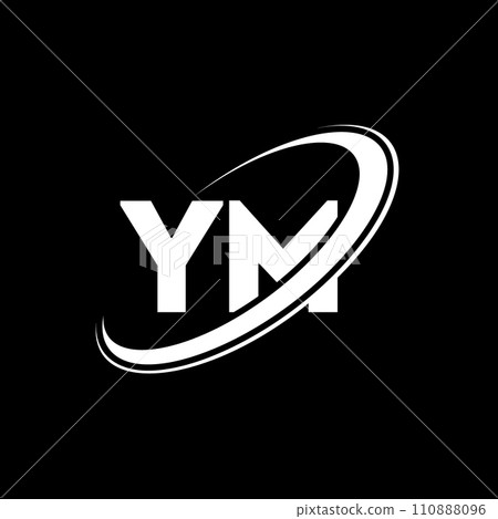 YM Y M letter logo design. Initial letter YM linked circle uppercase monogram logo red and blue. YM logo, Y M design. ym, y m 110888096