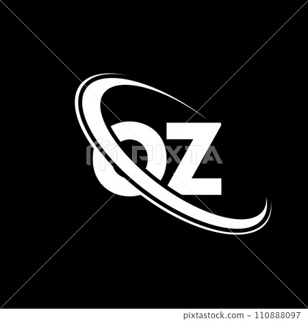 OZ logo. O Z design. White OZ letter. OZ/O Z letter logo design. Initial letter OZ linked circle uppercase monogram logo. 110888097