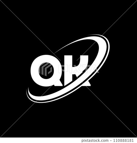 QK Q K letter logo design. Initial letter QK linked circle uppercase monogram logo red and blue. QK logo, Q K design. qk, q k 110888181