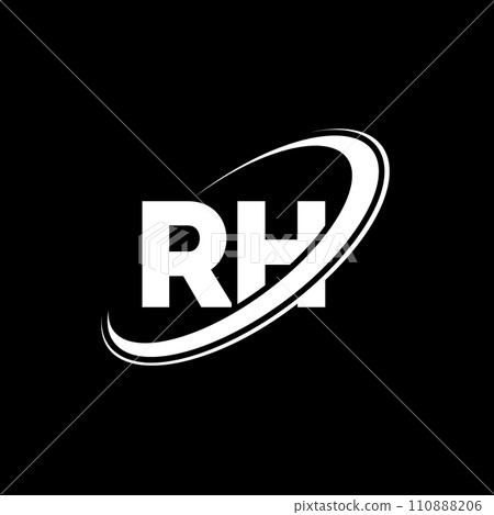 RH R H letter logo design. Initial letter RH linked circle uppercase monogram logo red and blue. RH logo, R H design. rh, r h 110888206