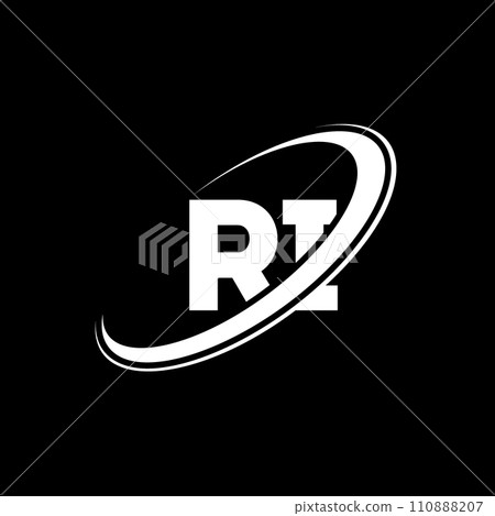 RI R I letter logo design. Initial letter RI linked circle uppercase monogram logo red and blue. RI logo, R I design. ri, r i 110888207