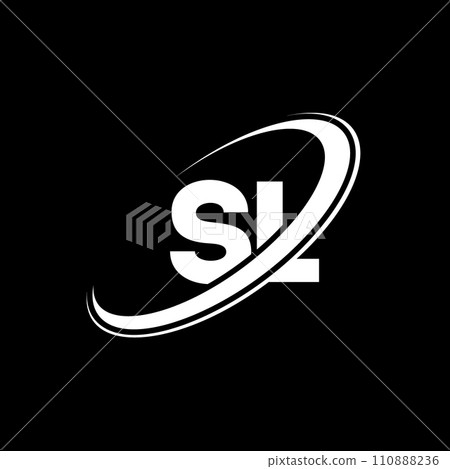 SL S L letter logo design. Initial letter SL linked circle uppercase monogram logo red and blue. SL logo, S L design. sl, s l 110888236