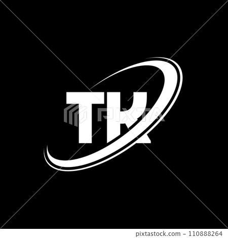 TK T K letter logo design. Initial letter TK linked circle uppercase monogram logo red and blue. TK logo, T K design. tk, t k 110888264
