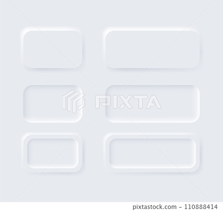 Neumorphic buttons. Simple trendy design elements UI components isolated on light background. Control element for website, mobile app menu and navigation with rounded edges 110888414