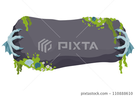 Monsters hands holding banner. Characters paws, creepy fingers with talons holding banner. Cartoon vector design Monsters hands holding banner. Characters paws, creepy fingers with talons holding banner. Cartoon vector design 110888610