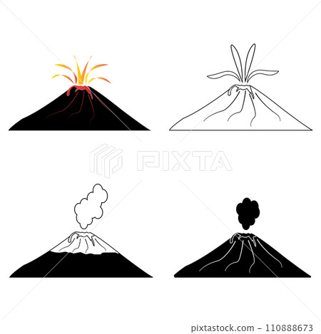 Erupting volcano icon 110888673