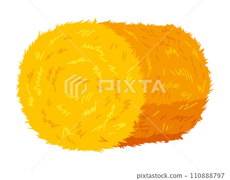 Roll of hay. Round hay bales. Dried haystack isolated on white background. Farming haymow bale hayloft vector illustration, haystack, hayrick Roll of hay. Round hay bales. Dried haystack isolated on white background. Farming haymow bale hayloft vector illustration, haystack, hayrick 110888797