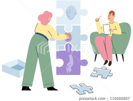 Psychoanalysis vector illustration. Psychoanalysis delves into depths persons mind, unraveling complexities in their psyche Consultation with mental health professionals offers guidance and support Psychoanalysis vector illustration. Psychoanalysis delves into depths persons mind, unraveling complexities in their psyche Consultation with mental health professionals offers guidance and support 110888807