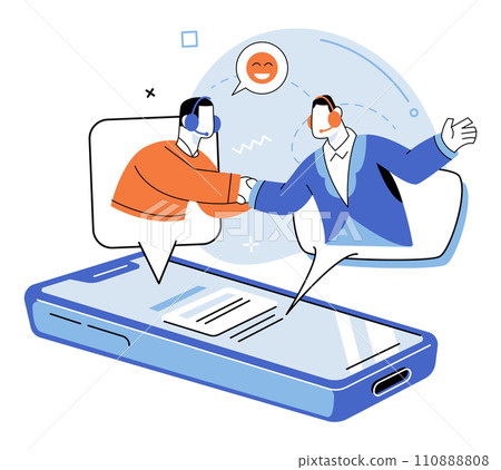 Customer service. Vector illustration. The customer service assistant is always ready to help and provide aid Effective communication is foundation quality customer service The companys success relies 110888808