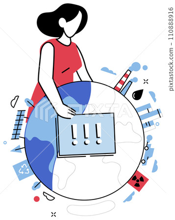 Carbon emissions vector illustration. Tackling global warming necessitates paradigm shift toward sustainable practices, reducing carbon emissions The carbon emissions metaphorically darken canvas 110888916