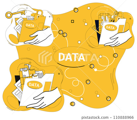 Data management vector illustration. Financial analysts wield magic wand analytics, unraveling mysteries data Research and marketing blossom under nurturing care data analytics Statistics 110888966