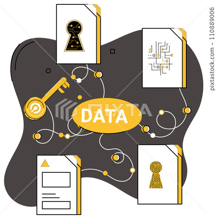 Data management vector illustration. Monitoring pulse data is heartbeat ever-evolving analytical landscape Analyzing trends is compass guiding businesses through ever-shifting digital terrain Data management vector illustration. Monitoring pulse data is heartbeat ever-evolving analytical landscape Analyzing trends is compass guiding businesses through ever-shifting digital terrain 110889006