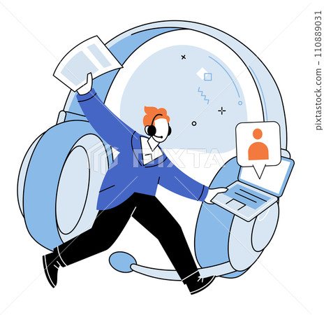 Customer service. Vector illustration. Providing excellent customer service is essential for business success The clients satisfaction is primary goal customer service A satisfied consumer Customer service. Vector illustration. Providing excellent customer service is essential for business success The clients satisfaction is primary goal customer service A satisfied consumer 110889031