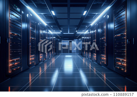 Modern Data Center with Servers 110889157