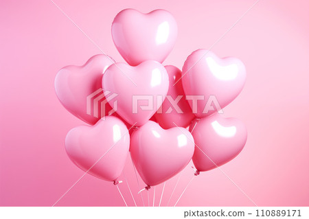 Pink Heart Balloons on a Soft Pink Background Pink Heart Balloons on a Soft Pink Background 110889171