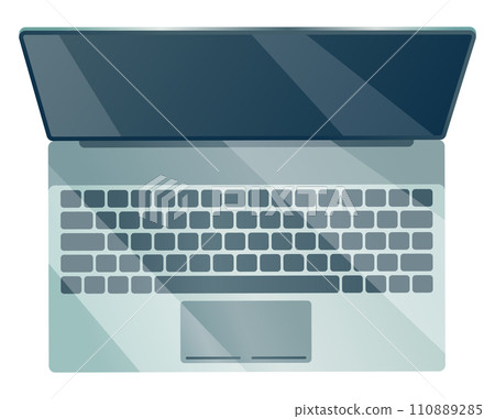 Top view of modern laptop computer with touchpad. Isolate on white background Top view of modern laptop computer with touchpad. Isolate on white background 110889285