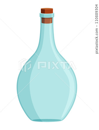 Glass bottle cartoon style vector icon. Vector blank and empty wine bottle Glass bottle cartoon style vector icon. Vector blank and empty wine bottle 110889304