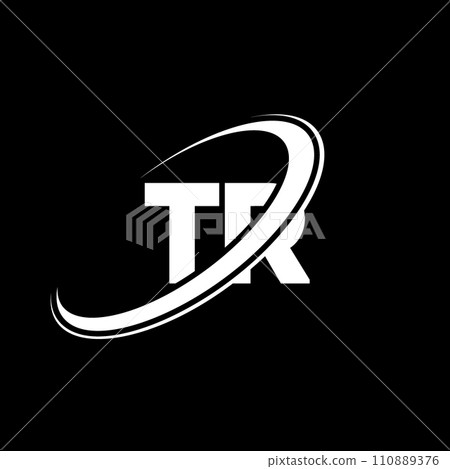 TR T R letter logo design. Initial letter TR linked circle uppercase monogram logo red and blue. TR logo, T R design. tr, t r 110889376
