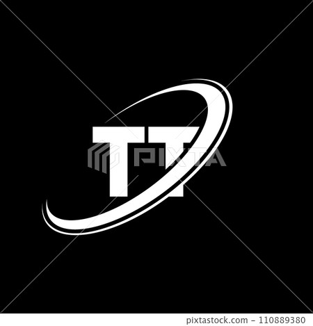TT T T letter logo design. Initial letter TT linked circle uppercase monogram logo red and blue. TT logo, T T design. tt, t t 110889380