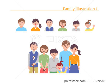 微笑的家庭上半身和圖標 J 110889586