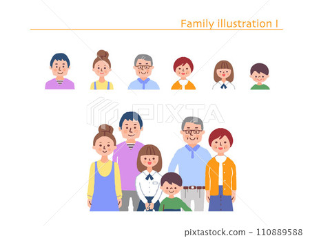 微笑的家庭上半身和圖示我 微笑的家庭上半身和圖示我 110889588