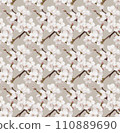 Cherry blossom seamless pattern. Cherry flowers on light background.  Repetitive cherry blossom. Perfect for backgrounds, banners, and tiles 110889690
