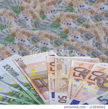 Euro banknotes, close-up, Finance and business concept 110890002