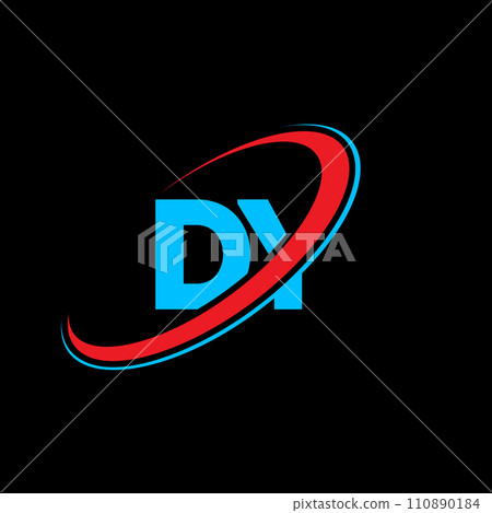 DY D Y letter logo design. Initial letter DY linked circle uppercase monogram logo red and blue. DY logo, D Y design. dy, d y 110890184