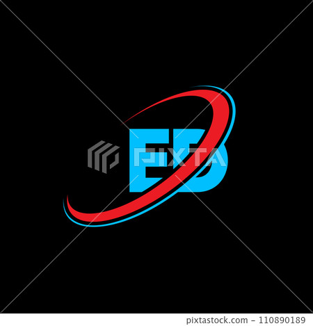 ED E D letter logo design. Initial letter ED linked circle uppercase monogram logo red and blue. ED logo, E D design. ed, e d 110890189