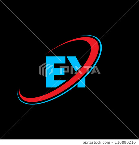 EY E Y letter logo design. Initial letter EY linked circle uppercase monogram logo red and blue. EY logo, E Y design. ey, e y 110890210