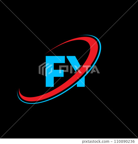 FY F Y letter logo design. Initial letter FY linked circle uppercase monogram logo red and blue. FY logo, F Y design. fy, f y 110890236