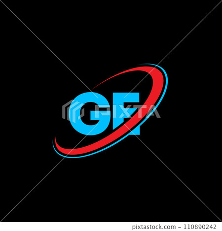 GE G E letter logo design. Initial letter GE linked circle uppercase monogram logo red and blue. GE logo, G E design. ge, g e 110890242