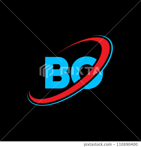 BO B O letter logo design. Initial letter BO linked circle uppercase monogram logo red and blue. BO logo, B O design. bo, b o, B&O 110890400