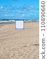 white empty signboard on the Baltic beach 110890660
