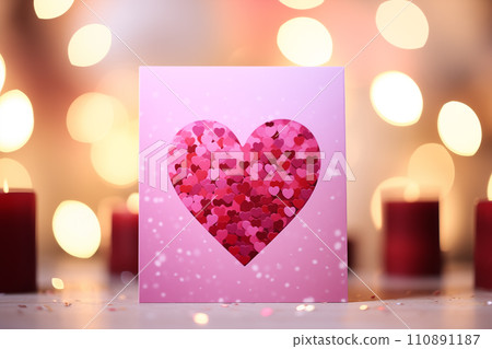 Romantic Valentine Day Card on Table Romantic Valentine Day Card on Table 110891187