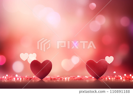 Romantic Valentine Day Background with Elegant Red Hearts 110891188