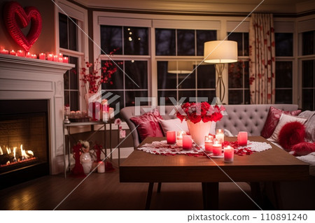 Romantic Valentine Day Living Room Decor 110891240