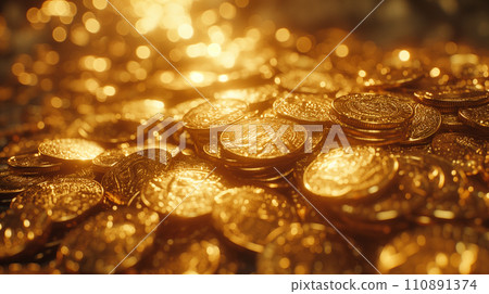 shining gold coins shining gold coins 110891374