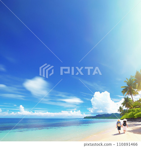 人們在熱帶海灘上行走 人們在熱帶海灘上行走 110891466