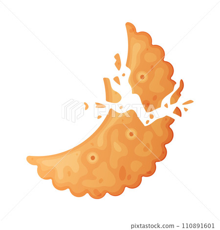 Crunchy Cracker Cookie as Dry Baked Flour Biscuit with Crumbs Vector Illustration 110891601