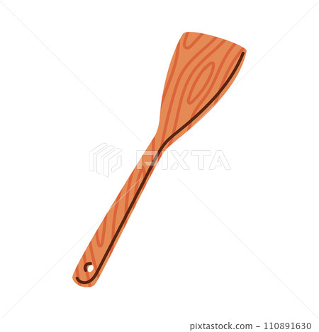 Wooden Spatula Tool with Handle as Cooking Utensil Vector Illustration 110891630