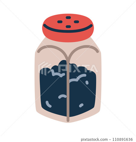 Pepper Shaker Glass Jar with Holes as Cooking Utensil Vector Illustration Pepper Shaker Glass Jar with Holes as Cooking Utensil Vector Illustration 110891636