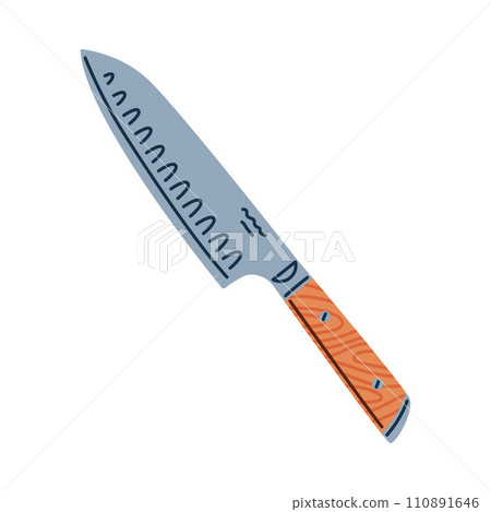 Knife with Sharp Steel Blade and Handle as Cooking Utensil Vector Illustration Knife with Sharp Steel Blade and Handle as Cooking Utensil Vector Illustration 110891646