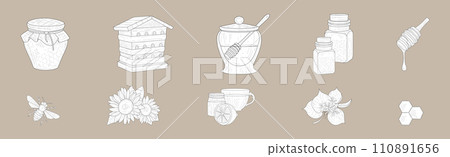 Honey Product and Element Hand Drawn Vector Set Honey Product and Element Hand Drawn Vector Set 110891656
