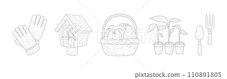 Garden and Horticulture Object and Hand Drawn Element Vector Set Garden and Horticulture Object and Hand Drawn Element Vector Set 110891805